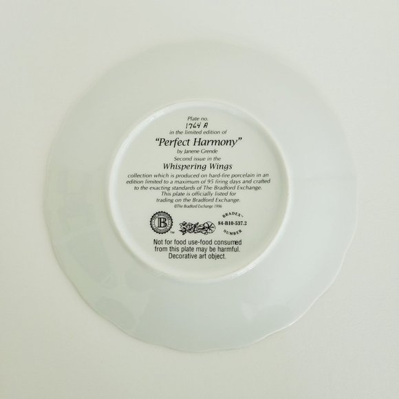 Hummingbird Whispering Wings Plate, Perfect Harmony, Bradford Exchange, 1996 - Picture 9 of 10